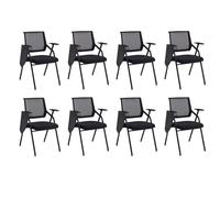 Preferspace Juego de 8 sillas de recepción con Tablero de Escritura abatible, diseño Plegable, Estructura de Marco de Metal Que Ahorra Espacio for Aplicaciones de múltiples escenas(Black)