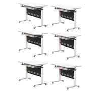 Preferspace Mesa de conferencias Plegable con diseño abatible, Estructura de Acero Resistente y Ruedas giratorias de 360° para reuniones dinámicas, capacitación y oficinas.