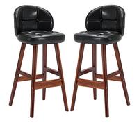 Preferspace Moderno Taburete de mostrador, Antiguo Taburetes de Bar con Cuero PU Acolchado y Patas de Madera, Taburete Trasero Silla para encimera de Cocina, Comedor, Café