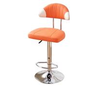 Preferspace Sillas de Altura for mostrador, taburetes de Bar giratorios Ajustables con Asiento de Piel sintética, Base de Metal for Cocina y Bar, Almohadillas Antideslizantes(Orange 1ps)