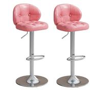 Preferspace Sillas de Isla Taburetes de Bar giratorios Altura del mostrador con Respaldo ergonómico Asiento Acolchado Altura Ajustable Base de Metal giratoria 360(Pink 2ps)