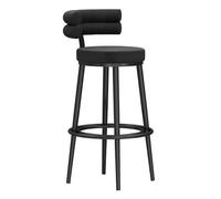 Preferspace Taburetes de Bar de Altura de mostrador con Respaldo, tapizados en Terciopelo y con Patas metálicas Resistentes, Ideales for Islas de Cocina y el hogar.(Black,65cm/25.6in)