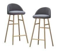 Preferspace Taburetes de Bar de Altura de mostrador con Respaldo y Patas de Metal, taburetes de Terciopelo for Barra de Cocina, Ideales for Fiestas en la Isla del Comedor.(Gray 2ps,65cm/25.6in)