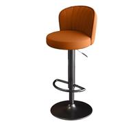 Preferspace Taburetes de Bar giratorios, Altura Ajustable, sillas de Isla de Cocina con Respaldo ergonómico, Asiento de Piel sintética, Base de Metal(Orange 1ps)