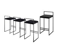 Preferspace Taburetes de Bar Juego de 4 Sillas de Desayuno de Terciopelo para Islas de Cocina Sillas de Bar con Patas de Metal, taburetes Altos para Bar en casa, Negro