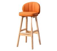 Preferspace Taburetes de Bar Sillas tapizadas de Cuero PU con Altura de mostrador con Respaldo, Patas de Madera y Almohadillas Antideslizantes for cafetería y Oficina(Black 1ps,63cm/24.8in)