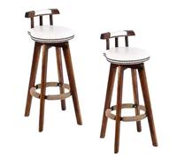 Preferspace Taburetes de mostrador con Respaldo, taburetes de Altura de Barra de Cuero PU, Juego de 2 for Uso y Entretenimiento en mostrador de Cocina, Restaurante(White,72cm/28.3in)
