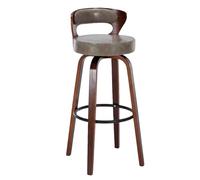 Preferspace Taburetes de mostrador Sillas giratorias con Altura de Barra con Patas de Madera Maciza y Lados curvos Taburetes tapizados de Mediados de Siglo(Gray 1ps,60cm/23.6in)