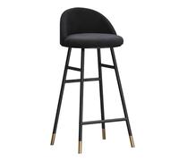 Preferspace Taburetes de Terciopelo con Respaldo y reposapiés metálico. Cómodas sillas tapizadas for Bar en casa, Isla de Cocina o Restaurante.(Black 1ps,65cm/25.6in)
