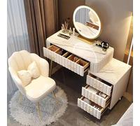 Preferspace Tocador de Maquillaje con Espejo Iluminado, 3 Modos de iluminación, tocador Grande con cajones, tocador de Dormitorio