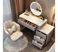 Preferspace Tocador de Maquillaje con Espejo Iluminado, 3 Modos de iluminación, tocador Grande con cajones, tocador de Dormitorio