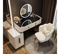 Preferspace Tocador de Maquillaje con Espejo y Luces, 3 Modos de iluminación Ajustables, Mesa de Maquillaje con Silla para niña