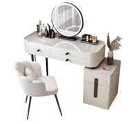 Preferspace Tocador de Maquillaje con Luces, 3 Modos de iluminación Ajustables, Mesa de tocador con cajón, Mesa de Maquillaje con Silla para niña