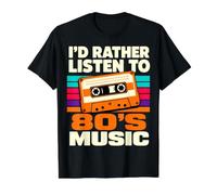 Prefiero Escuchar música de los 80 Divertida Nostalgia Retro Camiseta gráfica económica, Hombre, Negro, L