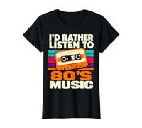 Prefiero Escuchar música de los 80 Divertida Nostalgia Retro Camiseta gráfica económica, Mujer, Negro, L