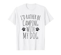 Prefiero Estar acampando con mi Perro Camiseta gráfica económica, Hombre, Blanco, XL