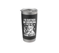 Prefiero estar bebiendo con mi cane corso, amante de los perros divertido Vaso térmico de acero inoxidable de doble pared