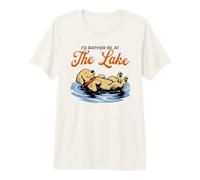 Prefiero Estar en el Lago Funny Floating Dog Summer Camiseta Premium