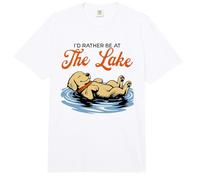 Prefiero Estar en el Lago Funny Floating Dog Summer Comfort Colors Adult Heavyweight T-Shirt
