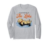 Prefiero Estar en el Lago Funny Floating Dog Summer Manga Larga