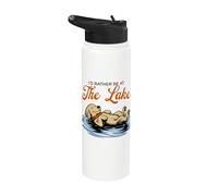 Prefiero estar en el lago Funny Floating Dog Summer Stainless Steel Insulated Water Bottle