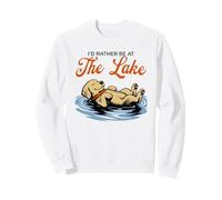Prefiero Estar en el Lago Funny Floating Dog Summer Sudadera