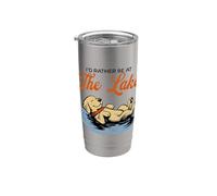 Prefiero estar en el lago Funny Floating Dog Summer Vaso térmico de acero inoxidable de doble pared