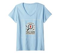 Prefiero Estar Viendo documentales sobre crímenes Reales Camiseta Cuello V, Mujer, Azul Bebé, M