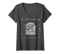 Prefiero Estar Viendo documentales sobre crímenes Reales Camiseta Cuello V, Mujer, Jaspeado Oscuro, M