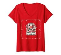 Prefiero Estar Viendo documentales sobre crímenes Reales Camiseta Cuello V, Mujer, Rojo, M