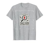 Prefiero Estar Viendo documentales sobre crímenes Reales Camiseta, Hombre, Gris Jaspeado, S