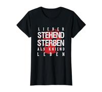 Prefiero Morir de pie Que arrodillado Camiseta gráfica económica, Mujer, Negro, S