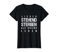 Prefiero Morir de pie Que arrodillado Camiseta gráfica económica, Mujer, Negro, XL