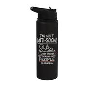 Prefiero no tratar con gente Divertido Anti-Social Stainless Steel Insulated Water Bottle