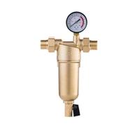 Prefiltro de agua caliente Sistema purificador de latón completo Prefiltro de malla de acero inoxidable con indicador de agua caliente Con alta tasa de filtración y alto caudal(Brass with gauge,20MM 0