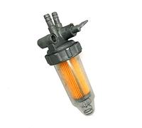 Prefiltro diésel para tractor con llave de paso.