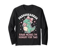 Preggosaurus Rawr Significa Que Tengo Hambre de Dos Amantes de Dino T-Rex Manga Larga