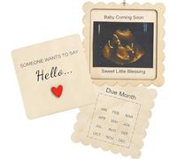 Pregnancy Announcement Box for Grandparents, Ultrasound Picture Frame, Wooden Keepsake Decor, 8 Inches Pregnancy Reveal Frame with Glass Cover, Durable Wooden Memory Storage with Stand