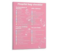 Pregnancy Gift Hospital Bag Checklist Poster New Mom Canvas Wall Art Labor and Delivery Essentials for Nursery Decor(Unframed,08x12inch(20x30cm))