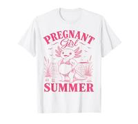 Pregnant Girl Summer Funny Baby Announcement Axolotl Mom Camiseta