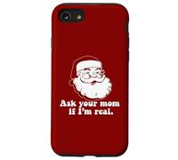 Pregunta A TU MAMÁ SI Soy Real Retro Santa Claus Christmas Meme Carcasa para iPhone SE (2020) / 7/8