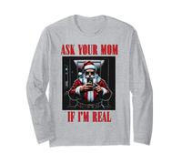 Pregúntale a tu mamá si Soy Real sarcástico Santa Humor Navidad Manga Larga