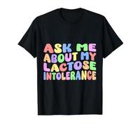 Pregúntame Acerca de mi intolerancia a la lactosa | Humor Adulto nervioso Divertido Camiseta gráfica económica, Hombre, Negro, S