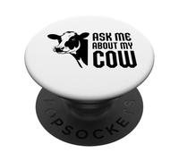 Pregúntame por mi vaca - Divertido amante de las vacas de animales de granja PopSockets PopGrip Adhesivo
