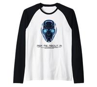 Pregúntame sobre AI Robot Face Inteligencia Artificial Robótica Camiseta Manga Raglan