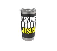 Pregúntame sobre JESÚS Evangelismo Cristiano Cristo N Grind Vaso térmico de acero inoxidable de doble pared