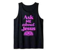Pregúntame sobre Jesús Fe Cristiana Versículo de la Biblia Escritura Dios Camiseta sin Mangas