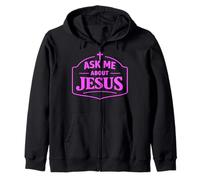 Pregúntame sobre Jesús Fe Cristiana Versículo de la Biblia Escritura Dios Sudadera con Capucha