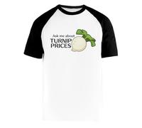 Pregúntame sobre Los Precios del Nabo Camiseta De Béisbol Blanca para Hombre Mujer Unisex Mangas Cortas Cuello Redondo