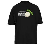 Pregúntame sobre Los Precios del Nabo Camiseta Holgada Negra para Hombre Mujer Unisex Mangas Cortas